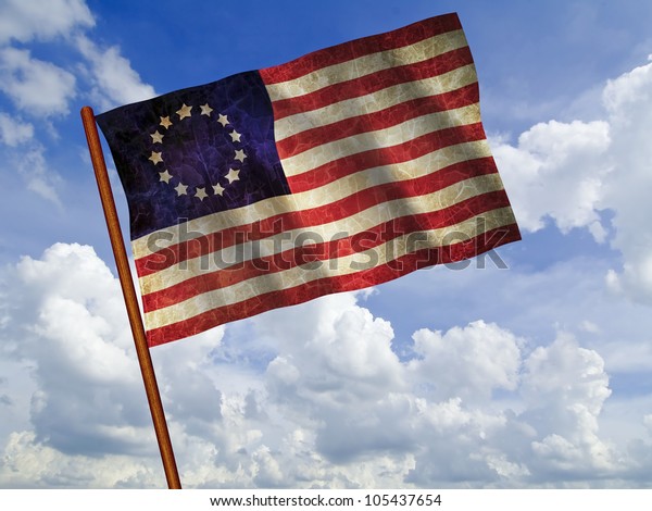 Old 1777 Flag Usa Waving Against Stock Illustration 105437654 ...