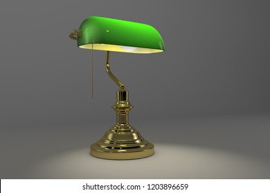 Old Banker Style Lamp. 3D Render.