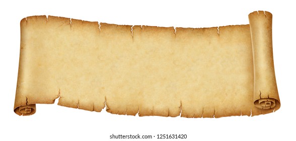 Old Banner Scroll Isolated On White Background. Illustration, Digital Painting