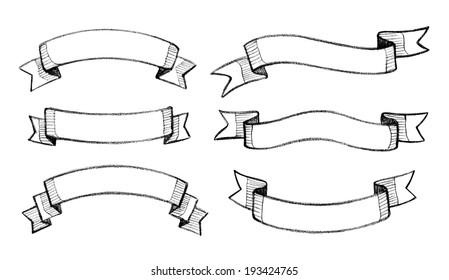 Banners Ribbons Editable Line Drawing Stock Stock Vector (Royalty Free ...