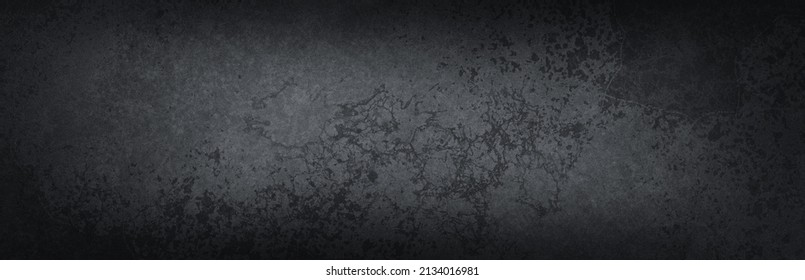 Old black background wall with vintage texture grunge and vignette border, industrial dark black banner, marbled distressed texture 