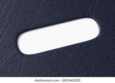 Old blue leather passport cover with an ellipse open window. 3D illustration as copy space for website templates and slide show presentations - Powered by Shutterstock