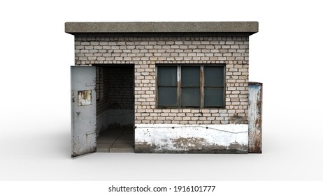 Old booth render on a white background. Isolate with 3D models.