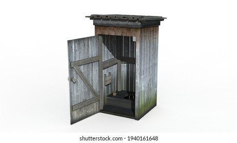 Old booth render on a white background. 3D rendering