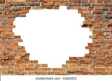 Old Brick Wall With A White Hole