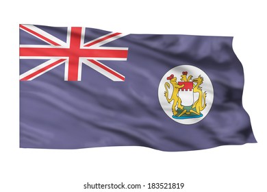 Old British Hong Kong Flag Flying In The Wind.