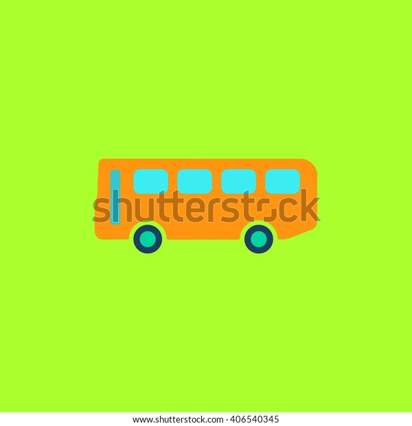 Old Bus Flat icon on color background. Simple\
colorful pictogram