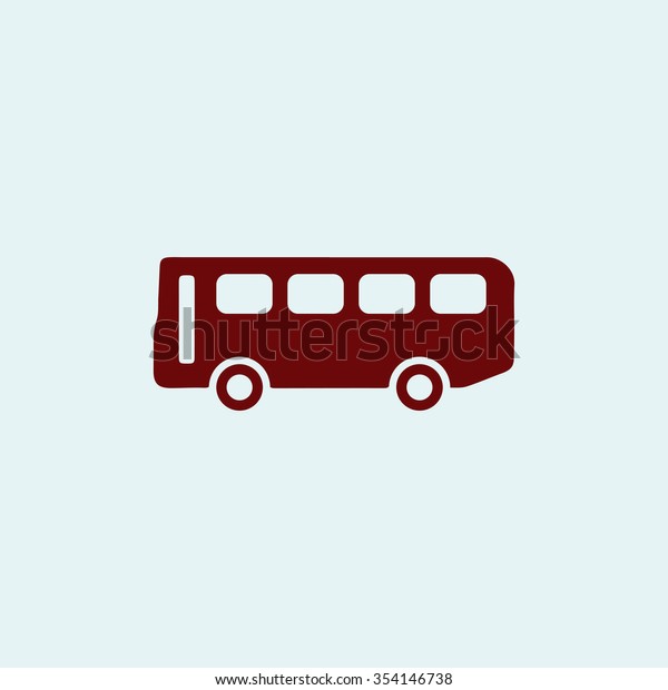 Old Bus\
Red flat icon. Simple illustration\
pictogram