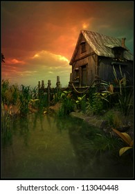 Old Cabin On The Swamp