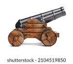 Old canon side view isolated on white background 3d rendering