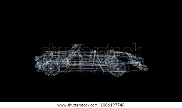 old car model body structure, wire model with\
Reflect 3d rendering