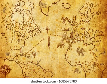 Old Cartographers Fantasy Map Stock Illustration 1085675783 | Shutterstock