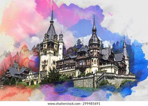 Old Castle Drawing Stock Illustration