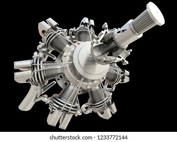 Old Circular Aircraft Internal Combustion Engine Stock Illustration ...