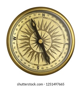 Old Compass Isolated 3d Illustration Stock Illustration 1251497665