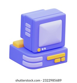 Old Computer Illustration in 3D rendered Image
