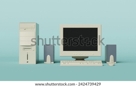 Old Desktop Computer Set. 3D Rendering