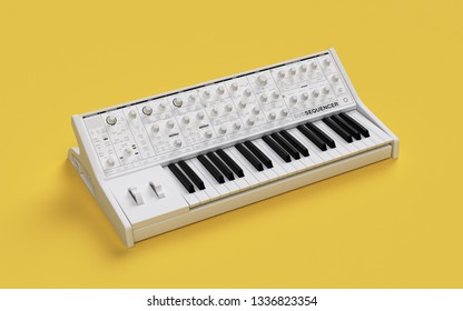 Old Electronic Synthesizer 3d Render, 3d Illustration.