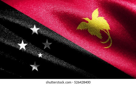 Old fabric texture of the Papua New Guinea flag