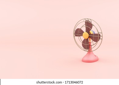 old fans in pink colour 3d rendering