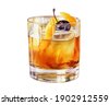 old fashioned cocktail isolated