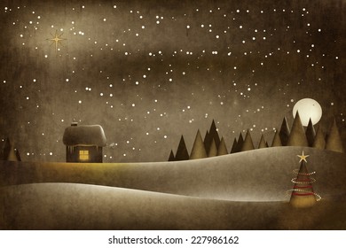 old fashioned painting / painting of christmas magic / grunge effects added - Powered by Shutterstock