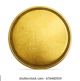 Old Golden Coin Isolated On A White. 3d Illustration, 3d Render