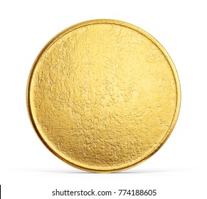 Old Golden Coin Isolated On A White Backgrond. 3d Illustration