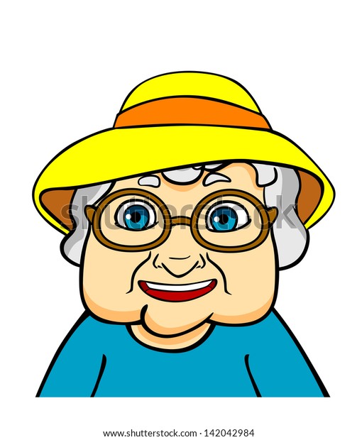 Old Grandmother Hat Eyeglasses Vector Illustration Stock Illustration