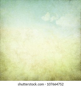 old grunge background with delicate abstract canvas texture and blue sky view