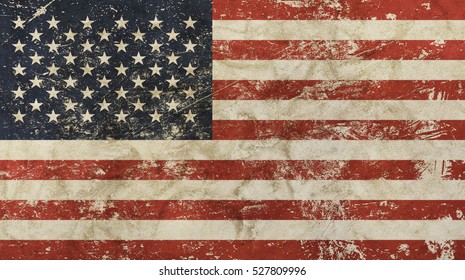 Old Grunge Vintage Dirty Faded Shabby Distressed American US National Flag Background