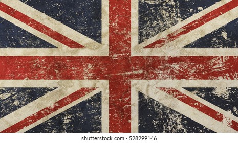 Old grunge vintage dirty faded shabby distressed UK Great Britain national flag background