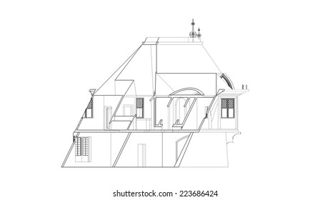 Old House Building Sketch Stock Illustration 223686424 | Shutterstock