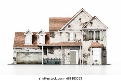 Old house isolated on white background. 3D illustration.