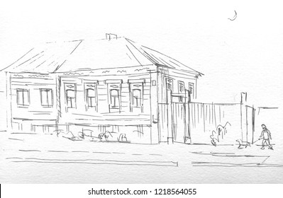 Old House Sketch Stock Illustration 1218564055 | Shutterstock