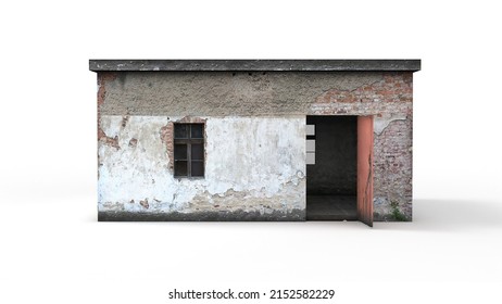 Old Industrial Building Render On A White Background. Isolate With 3D Models.