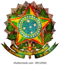 old isolated over white coat of arms of brazil