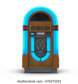 Old Jukebox Music Player Isolated On White 3D Illustration