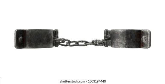 Old Leg Shackles 3D Illustration On White Background