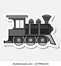 Old Locomotive Icon Isolated On White