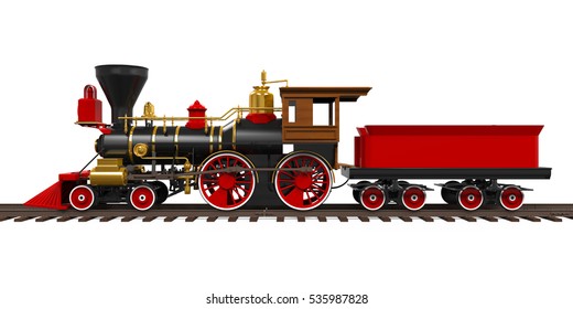 Old Locomotive Train. 3D rendering