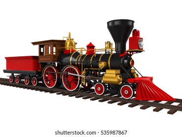 Old Locomotive Train. 3D Rendering