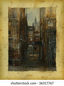 Old London, Painted With Tempera On Paper.