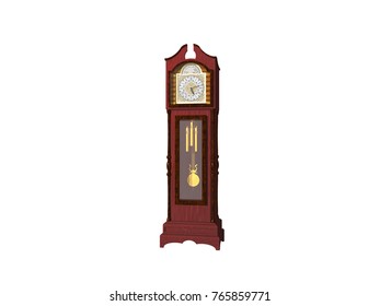 Old Longcase Clock 3D Rendering