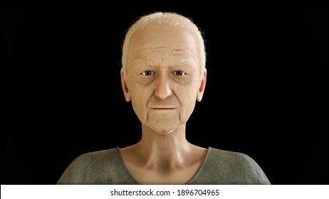 Old man  Beautiful portrait, Man looking at the camera. Warm Day  background light. Realistic 3d render model. High quality 3d illustration