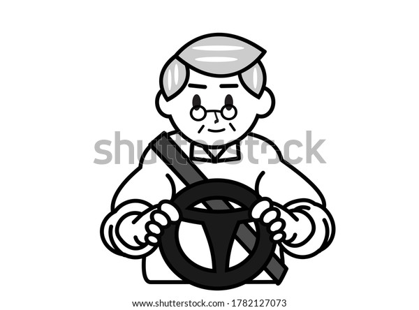 An old man is driving a\
car