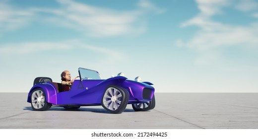 Old man driving a fancy car. This is 3d render illustration - Powered by Shutterstock