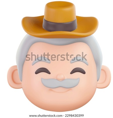 Old man, expression, 3d rendering illustraion.