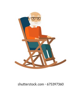 Old Man Sitting Rocking Chair Reading Stock Vector (Royalty Free) 353677031