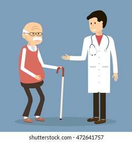 Old Man Visit Family Doctor Vector Stock Vector (Royalty Free) 452820412